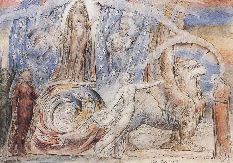 William Blake Beatrice addressing Dante from her Wagon Norge oil painting art